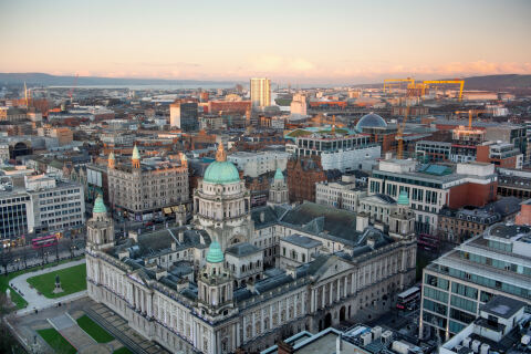 Belfast city centre with city hall