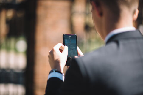 Student using phone