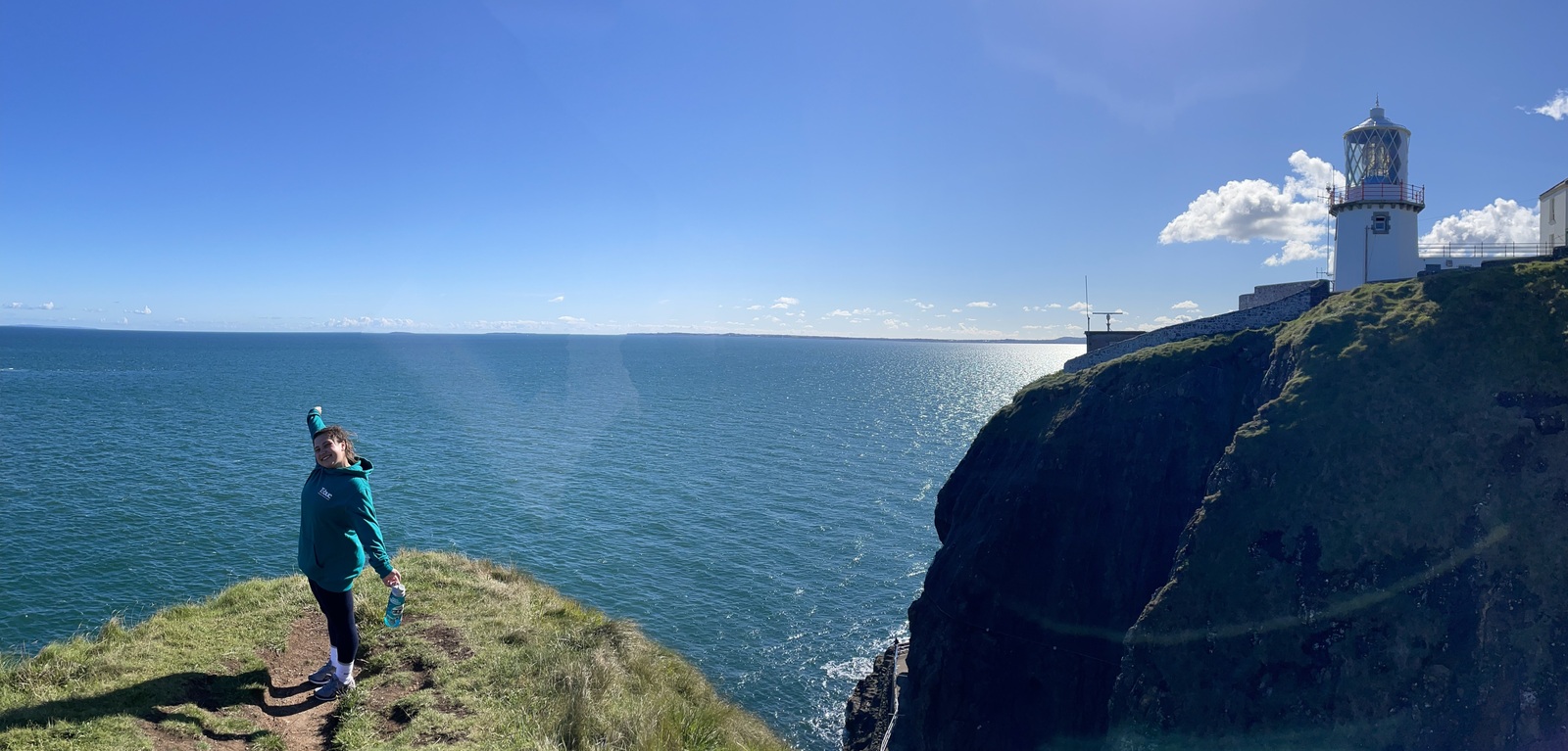 Student hiking Blackhead Coastal Path