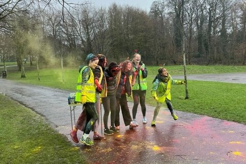 Medicine students participating in the Cardio society colour run