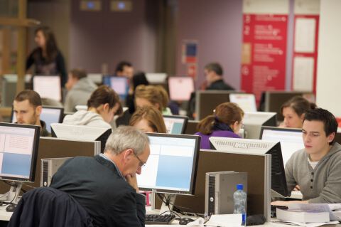 Students in McClay Library