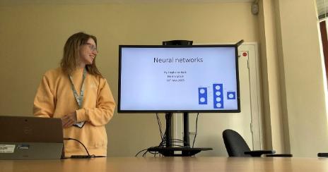 A KTP Associate delivering a training presentation on machine learning methods