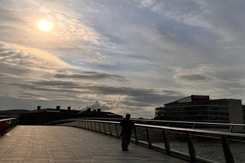 Sunset near bridge over the Lagan