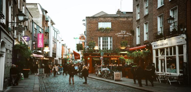 Temple bar district in Dublin