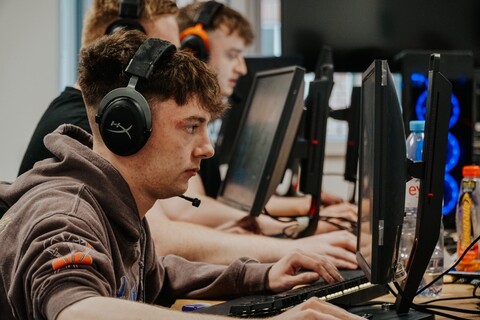 Student participating in LAN event