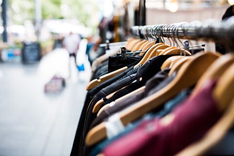 Second hand clothing on rack