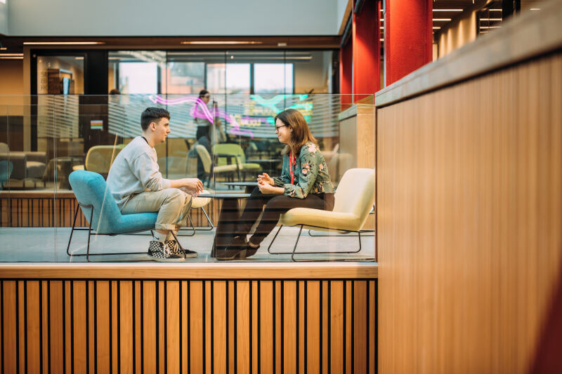 Student and Staff in the One Elmwood Students Union building