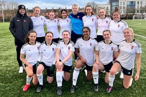 Queen's women's football club group photo