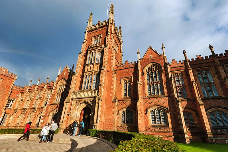 Close up of Lanyon building main entrance in sunshine