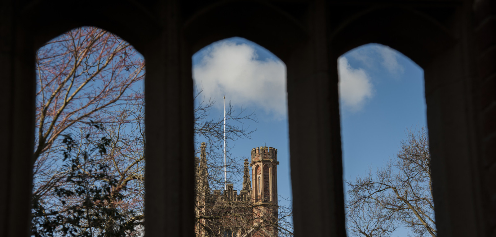 The Lanyon building through a window