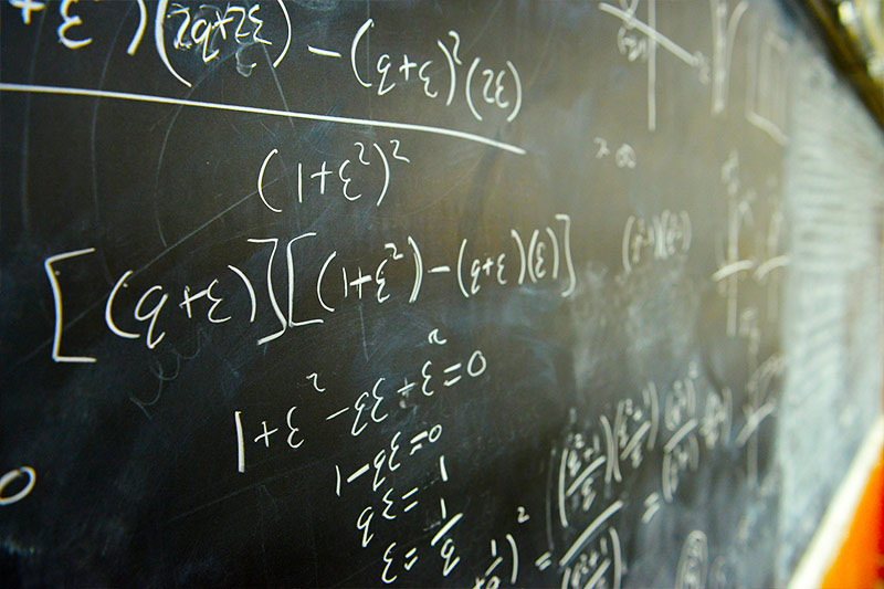 Formulae and equations on a traditional blackboard
