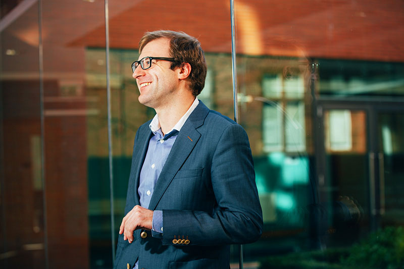 Close up of male academic in Riddel hall