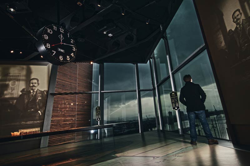 A tourist at the Titanic Visitor Centre in Belfast