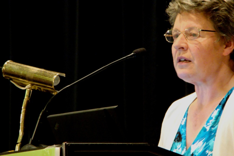 Dame Susan Jocelyn Bell Burnell DBE FRS FRSE FRAS giving a speech