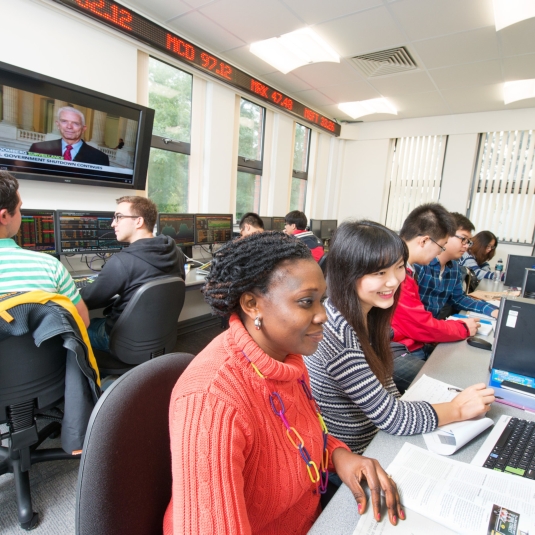 Trading room at Queen's Business School