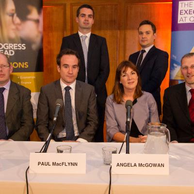 Dr Esmond Birnie, PwC; Paul MacFlynn, Neven Economic Research Institute; Angela McGowan, Danske Bank; Dr Edgar Morgenroth, Economic and Social Research Institute