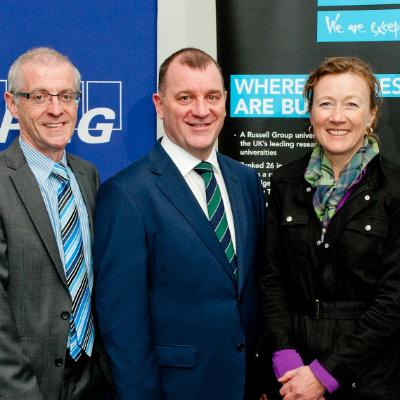 Prof John Turner, Prof Ciaran Connolly and John Poole pictured with Prof Cathy Craig, Dean of Postgraduate, EPS