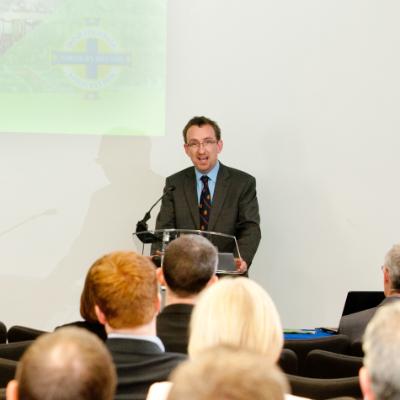 Prof John Turner, QUB Management School speaking at the event