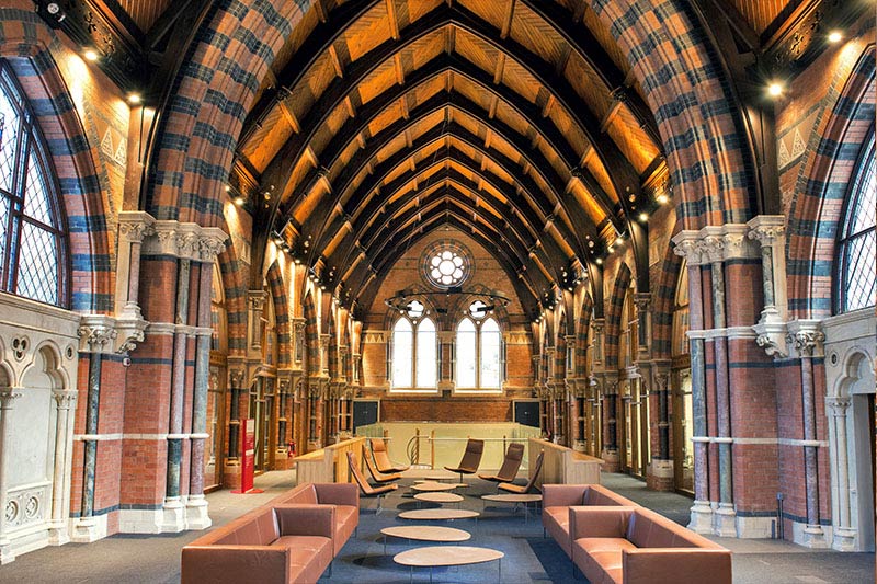 A wide-angle view of the upstairs in the Graduate School