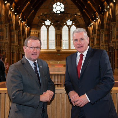 Shadow Secretary of State Vernon Coaker MP visited Queen's University today to meet with President and Vice-Chancellor Professor Patrick Johnston
