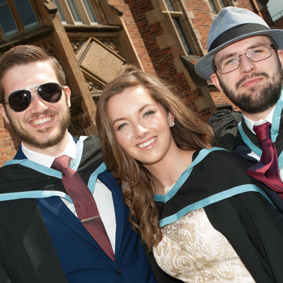 Curtis Gilmore, East Belfast, graduated today in Maths, Paula O’Hare, North Belfast, Maths with Finance, and Rory Hopkins, East Belfast, with a Masers in Astrophysics.