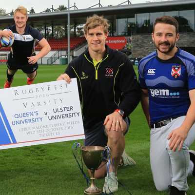 Ireland and Ulster Rugby star Andrew Trimble, who is studying Finance at Queen's, launched the inaugural Rugby Fest Event with fellow Ulster player Jacob Stockdale, and Queen’s and UU student players.