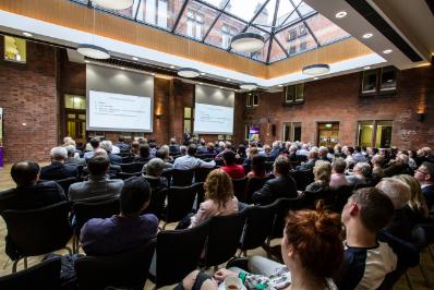 Audience at the Chief Executives' Club event during Professor John Turner's presentation