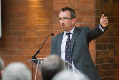 Professor John Turner giving his presentation at the Chief Executive Club event