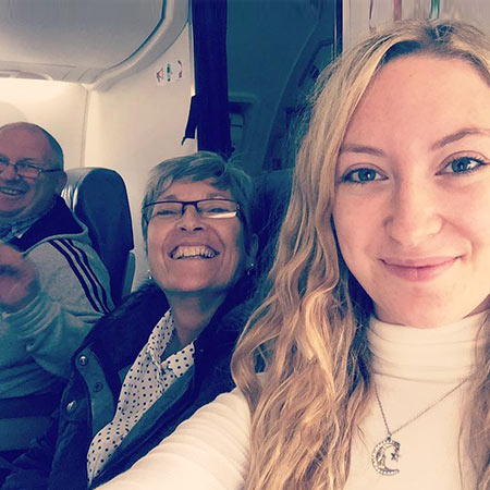 Plane journey to Belfast with parents