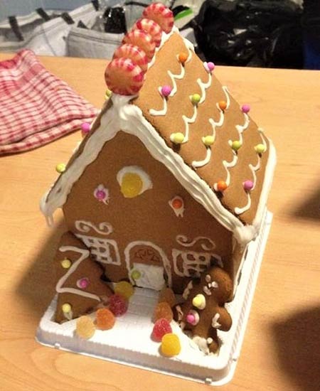 A gingerbread house made by Meg and her friends