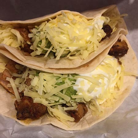 Chicken tacos from Boojum