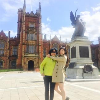 Jinnan Zang - PhD student, with her mum outside the Lanyon