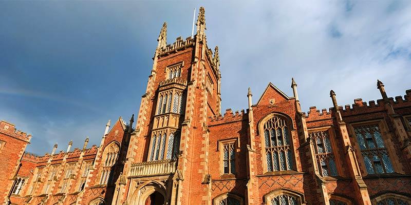 Close up of Lanyon building main entrance in sunshine