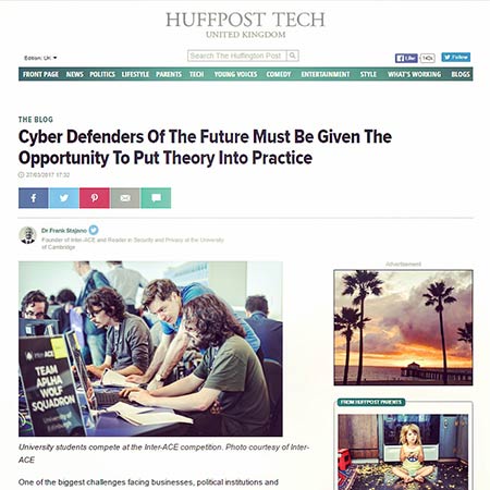 A featured photo of Stuart and his colleagues in an article in the Huffington post