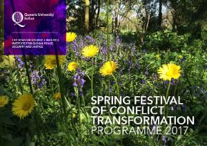 brochure cover for the spring festival of conflict transformation 2017
