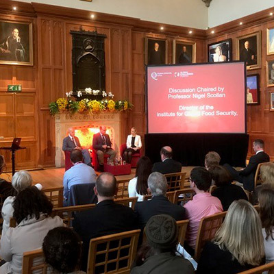 Professor Nigel Scollan chairs the debate section of the feeding nine billion event at Queen's