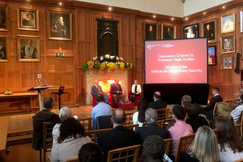 Professor Nigel Scollan chairs the debate section of the feeding nine billion event at Queen's