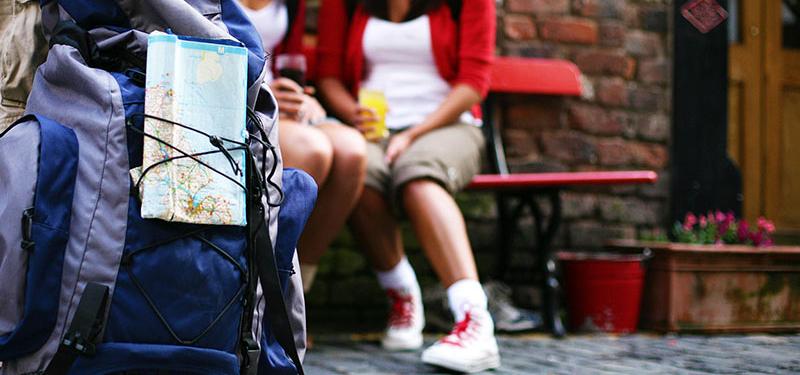 Tourists taking a break in Cathedral Quarter