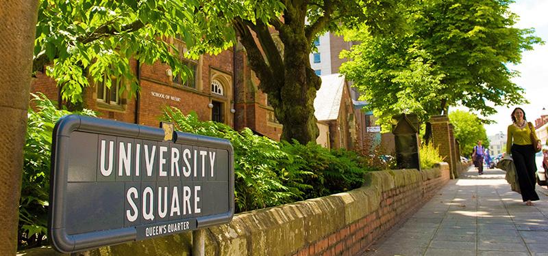 University Square road sign with footpath in the background