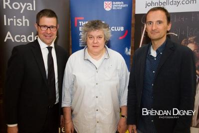 Pauric Dempsey (Royal Irish Academy), Professor Sally Wheeler (Queen's University Belfast) and Professor Antonio Acin