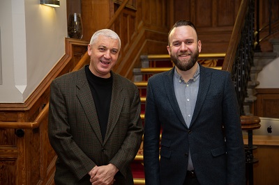 Professor Joe Haslam, IE Business School, Madrid with Dr Adam Frost, Queen's University Management School