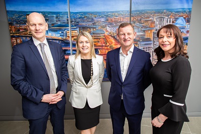 Professor Chris Elliott, Institute of Global Food Security, QUB; Ashleen Feeney, KPMG; Steve Rowe, CEO, Marks & Spencer; Professor Nola Hewitt-Dundas, Queen's University Management School