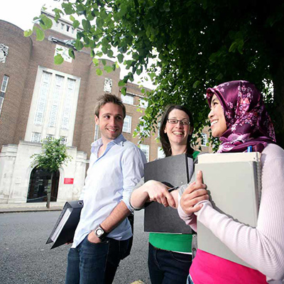 Students outside David Keir Building