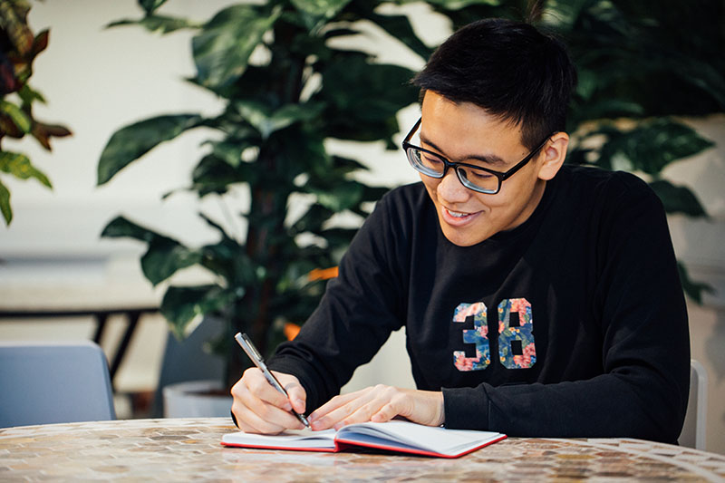 A student studying