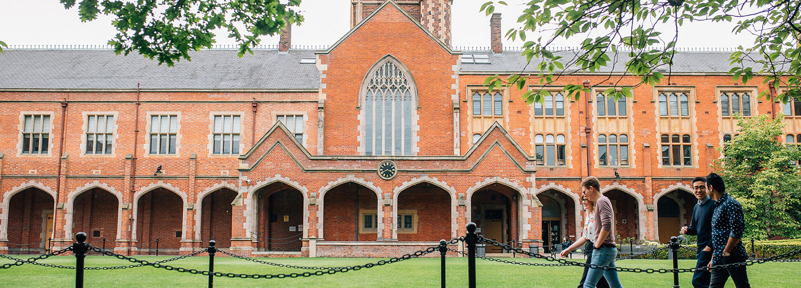 Students walking across quad