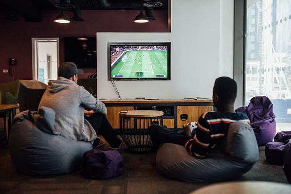 A TV and games console are available in the social area.