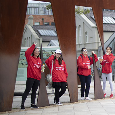 Students at Titanic building