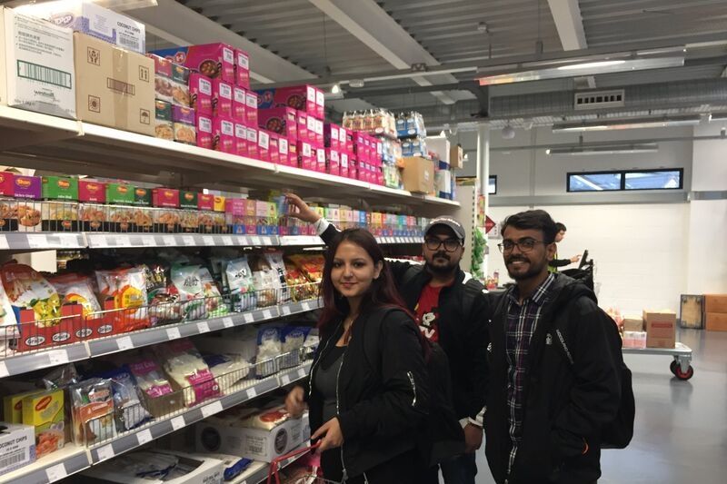 Students in the Asian supermarket