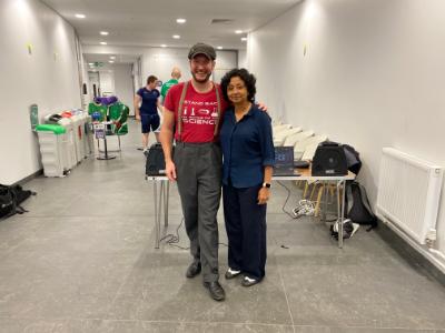 Dr Paul Caplat and Professor Moira Dean who provided a sensational performance of Lindy-Hop dancing at the SoBS International Men's Day event