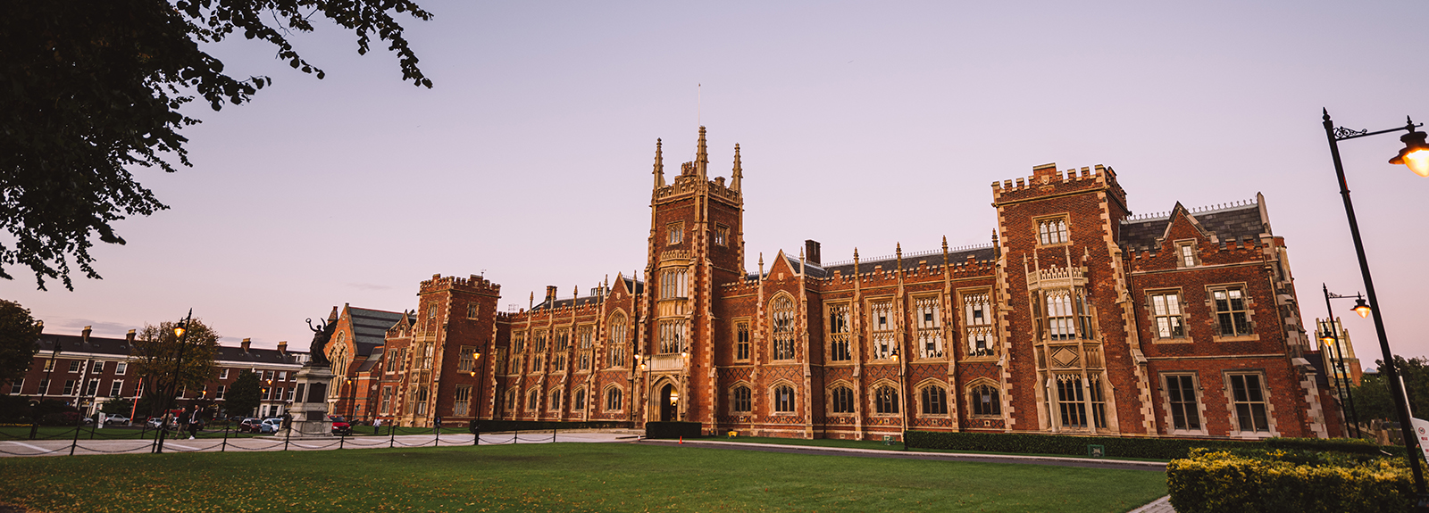 Lanyon building with a pink sky